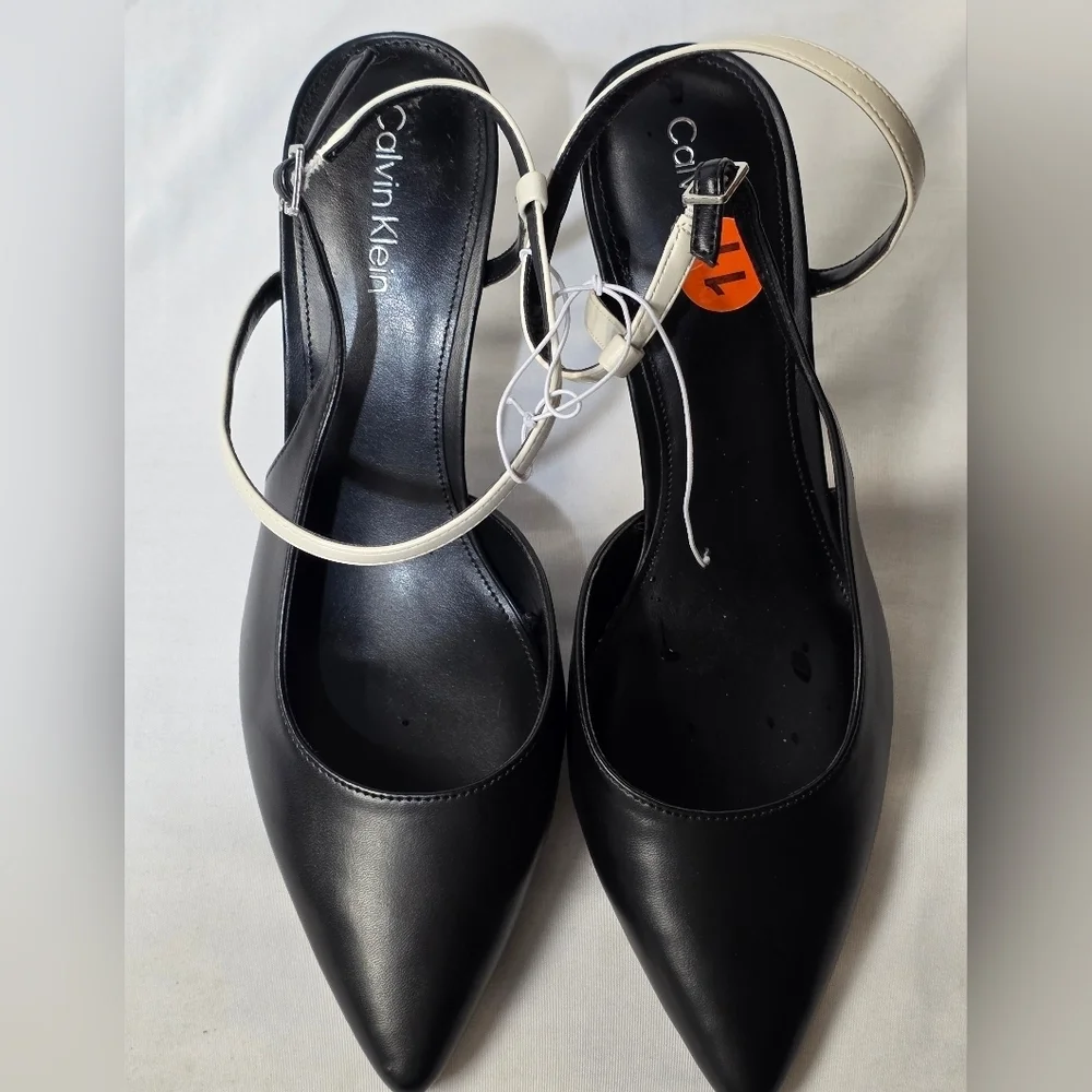 Calvin Klein Ginelly Black and Cream Women's Dress Heels Womens Size 11 New